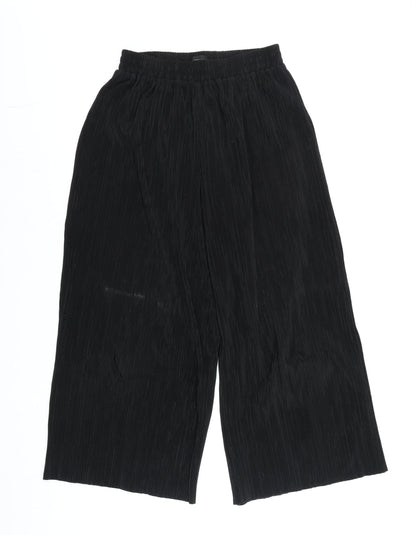 Womens UK Size 10 Topshop Regular Fit Cropped Black Trousers