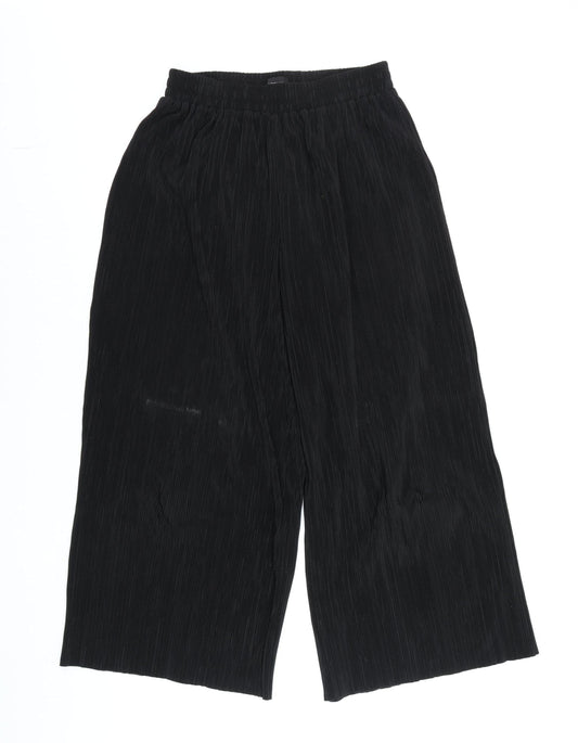 Womens UK Size 10 Topshop Regular Fit Cropped Black Trousers