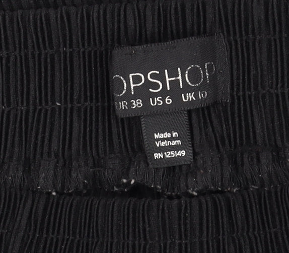 Womens UK Size 10 Topshop Regular Fit Cropped Black Trousers