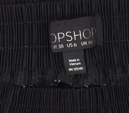 Womens UK Size 10 Topshop Regular Fit Cropped Black Trousers