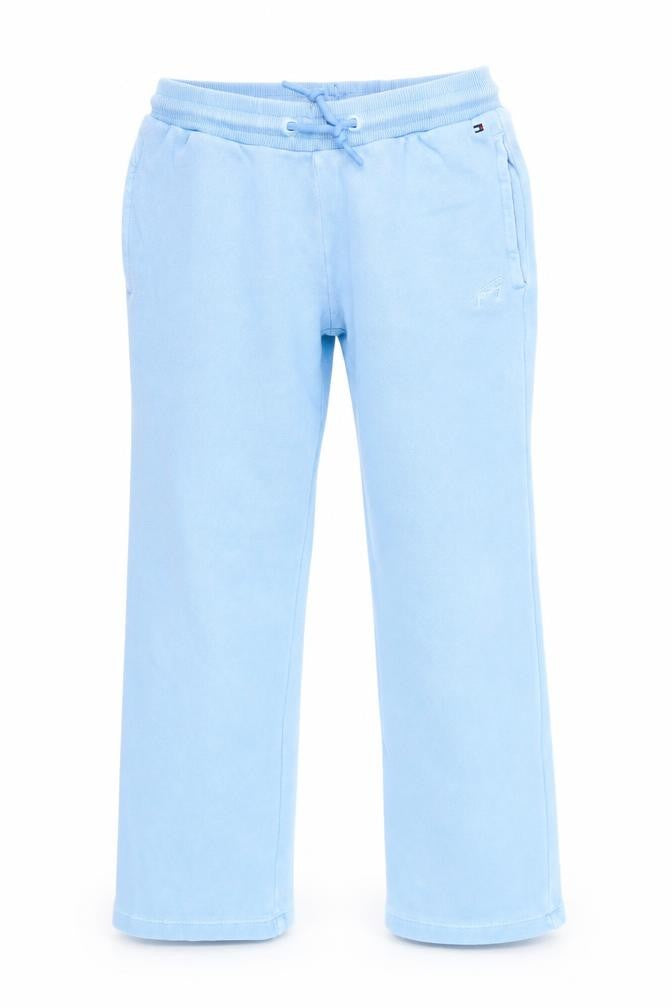 Front view of Tommy Hilfiger boys’ blue jogger sweatpants, size 8, years cotton blend