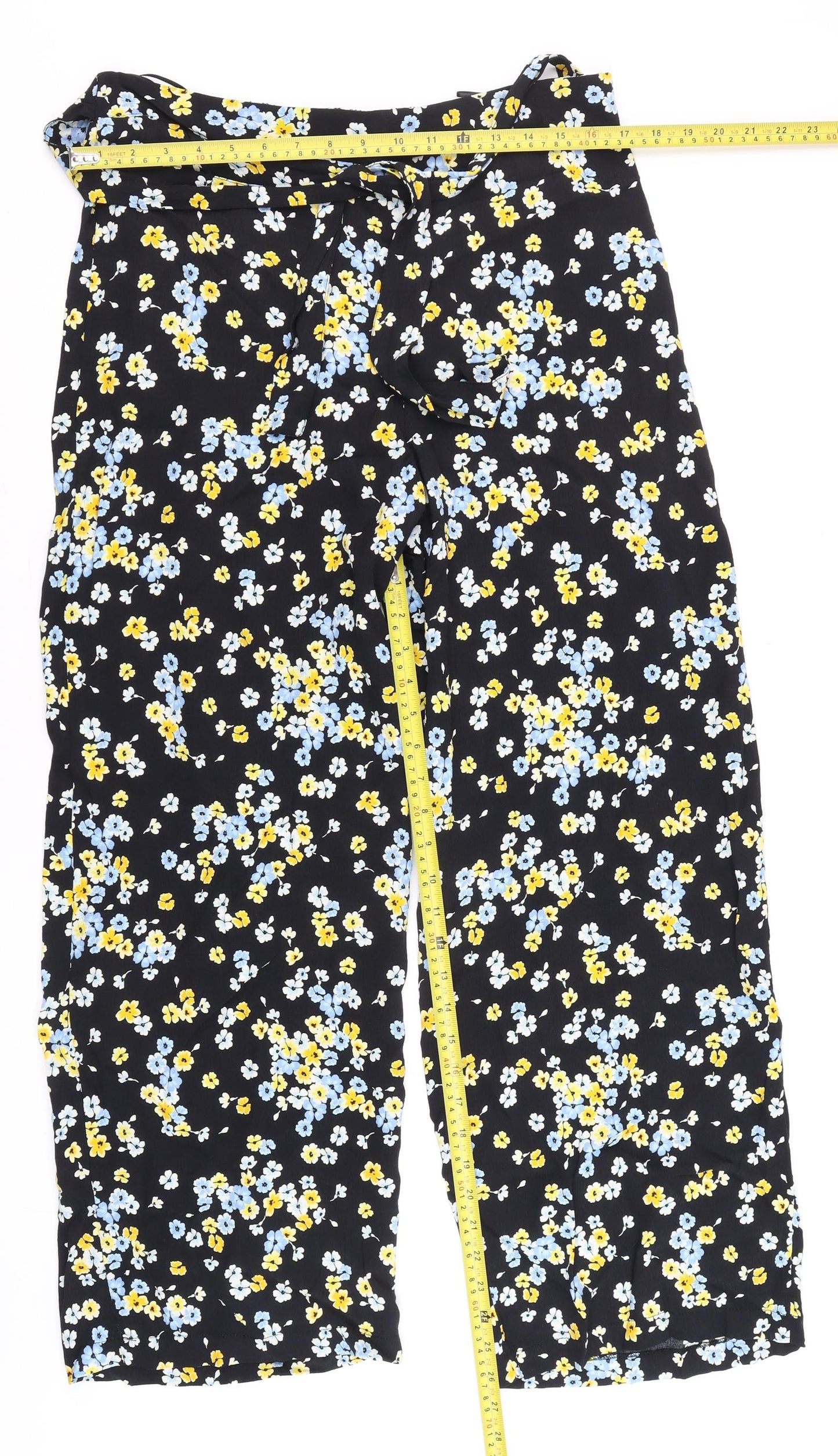 Womens UK Size 12 F&F Regular Fit Paperbag Multicoloured Trousers