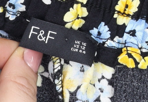 Womens UK Size 12 F&F Regular Fit Paperbag Multicoloured Trousers