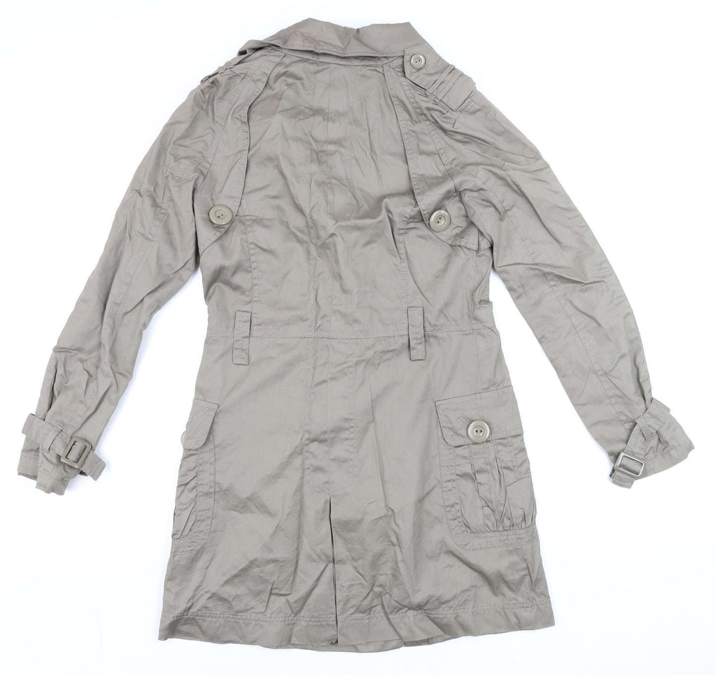 Womens UK Size S XDYE Grey Trench Coat