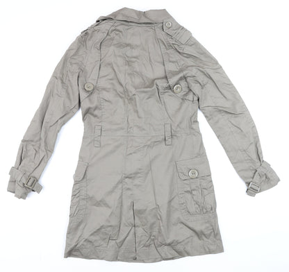 Womens UK Size S XDYE Grey Trench Coat