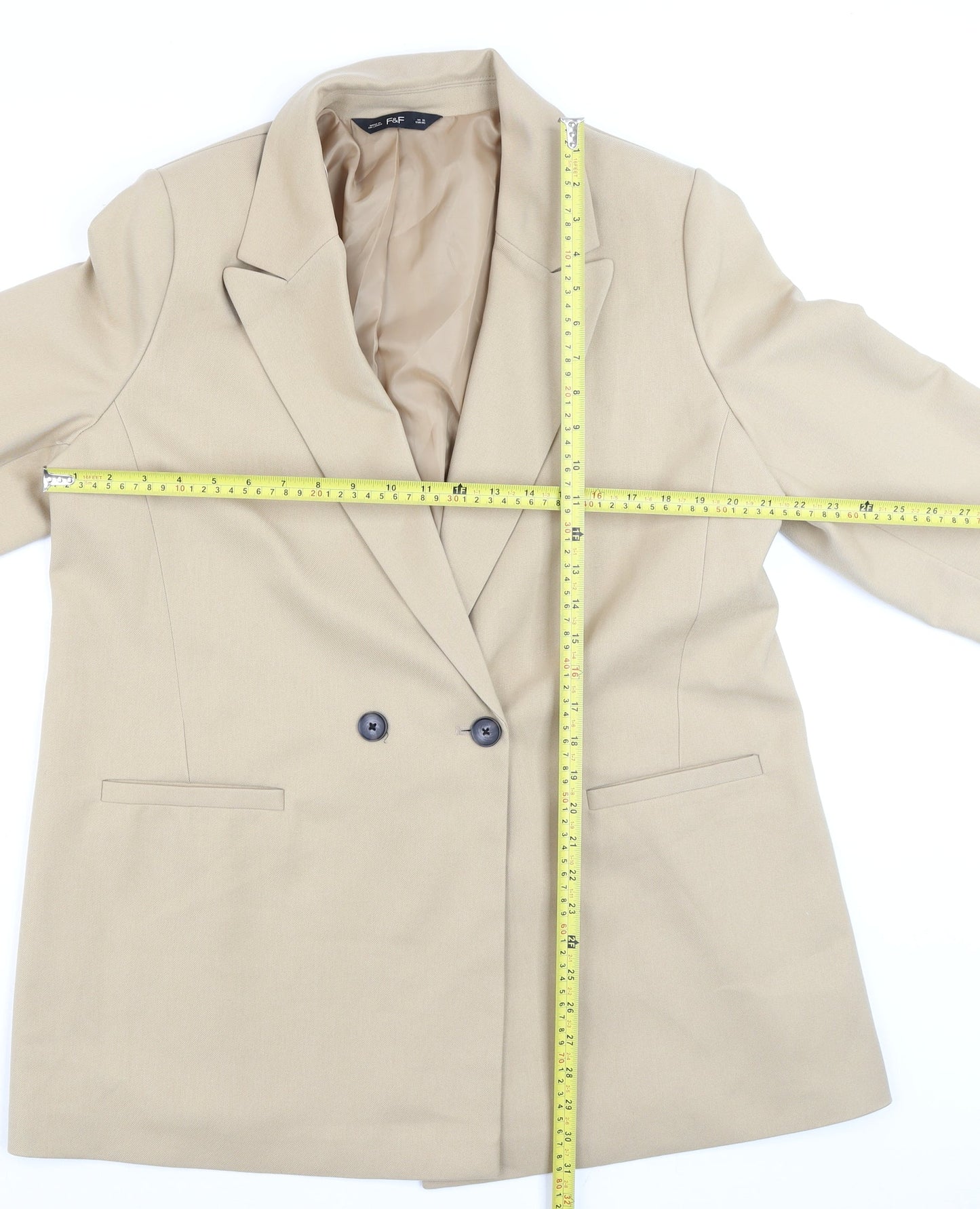 Womens UK Size 16 F&F Regular Beige Blazer
