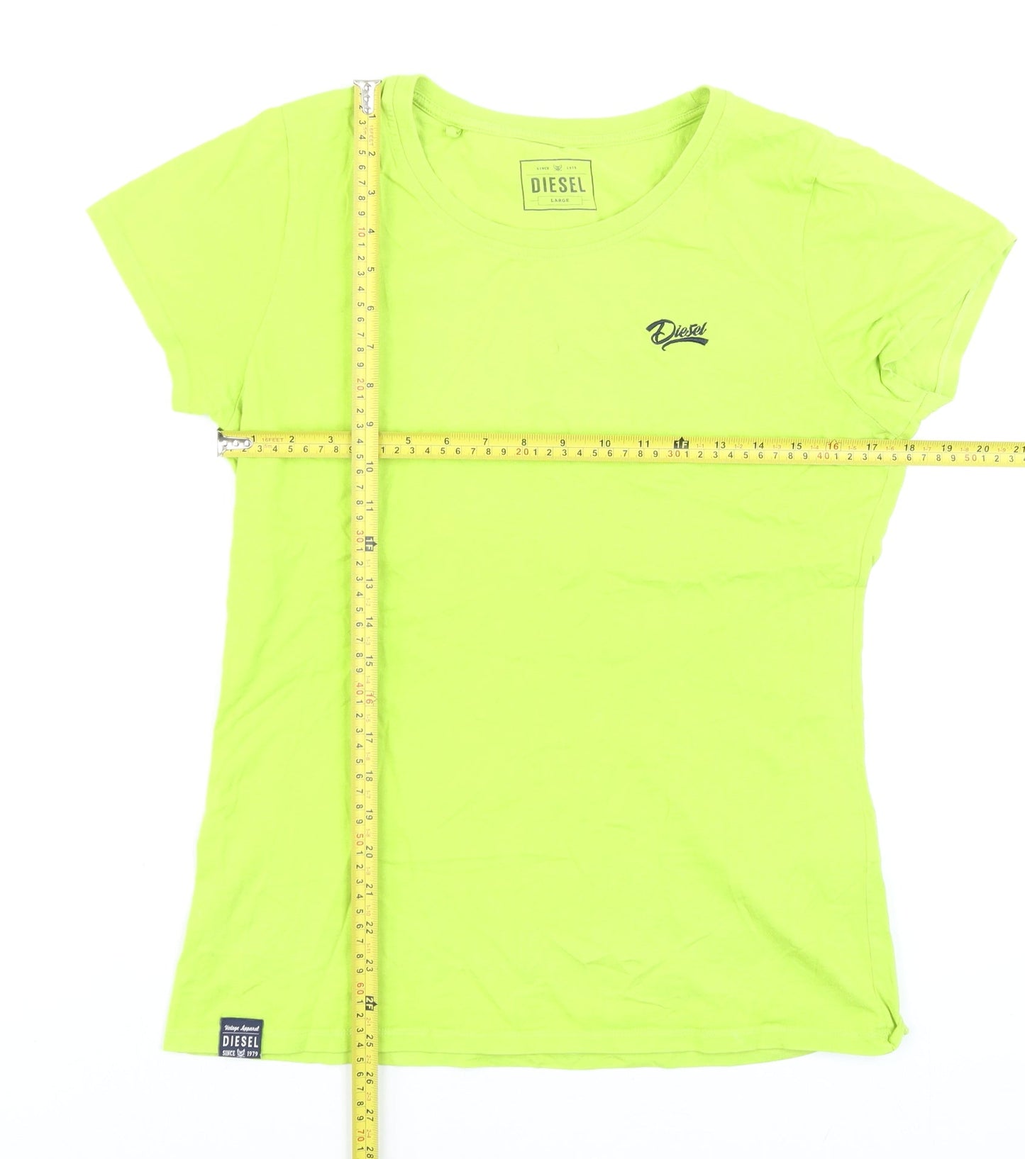 Diesel Women's Green Large Basic Crew Neck Cotton T-Shirt