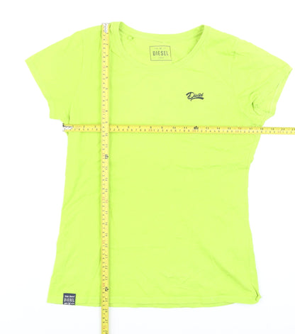 Diesel Women's Green Large Basic Crew Neck Cotton T-Shirt