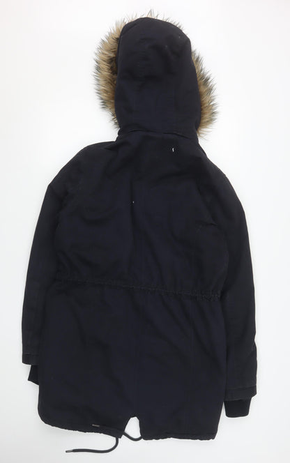 Mens UK Size S River Island Black Parka Coat