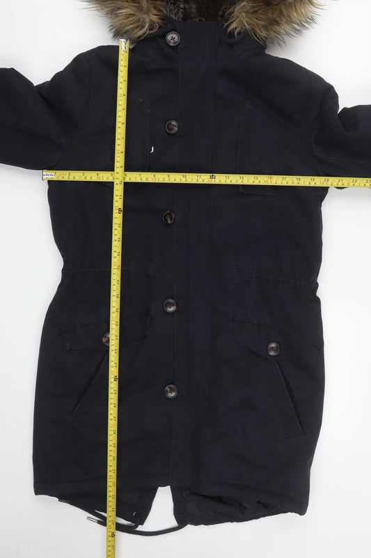 Mens UK Size S River Island Black Parka Coat