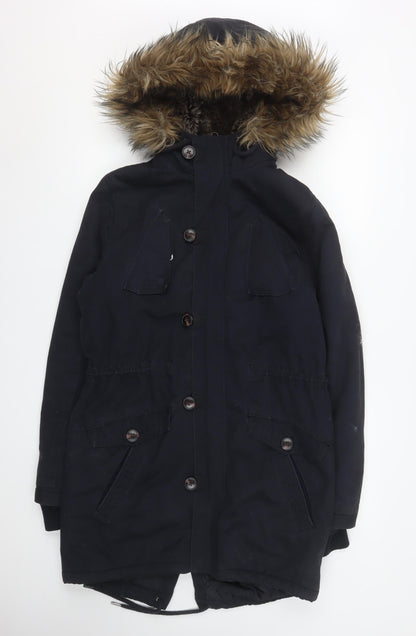 Mens UK Size S River Island Black Parka Coat