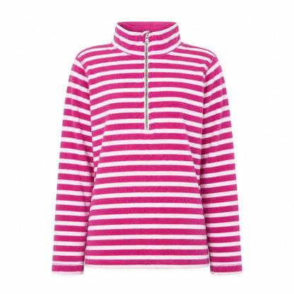 Gap Women Pink Striped 1/2 Zip Pullover Fleece Sweatshirt M
