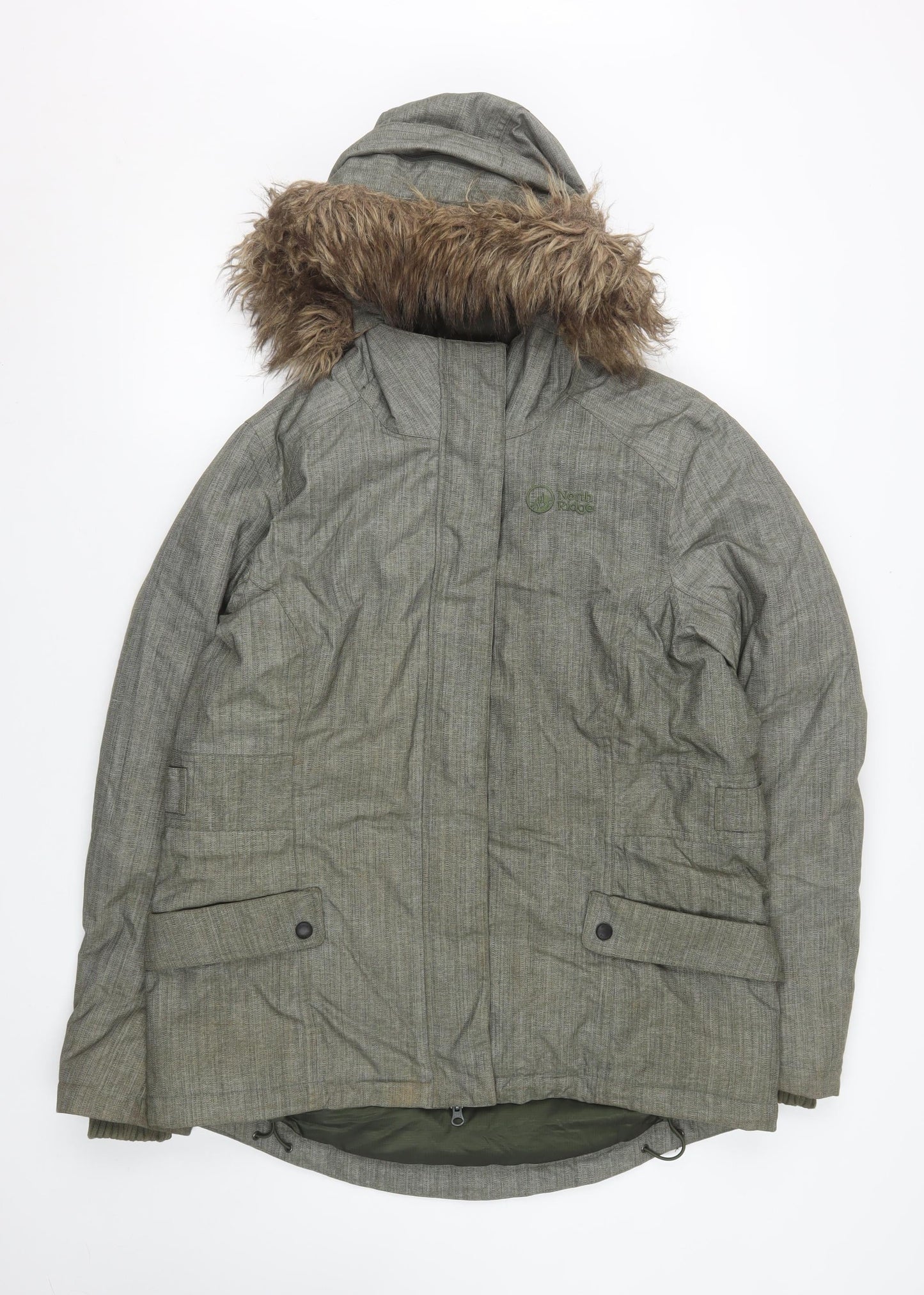 Womens UK Size 14 North Ridge Grey Parka Coat