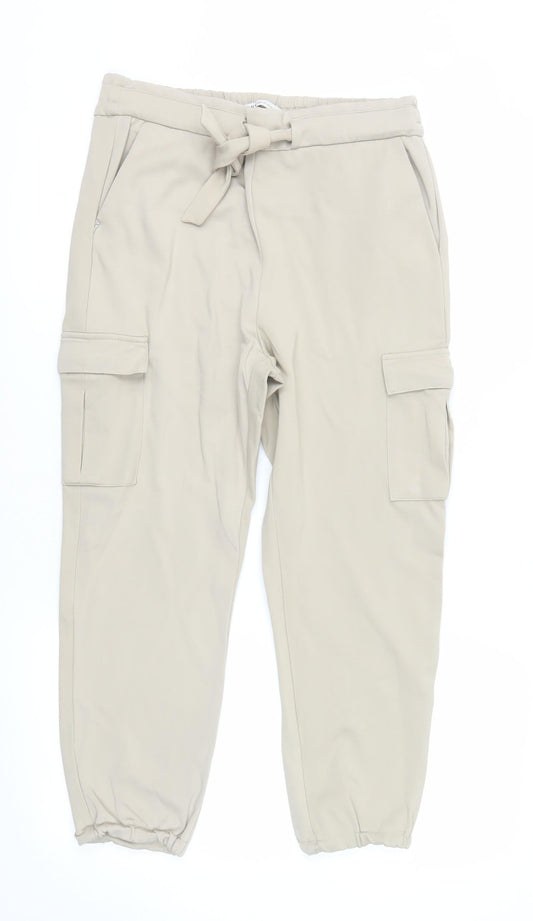 Womens UK Size M Only Regular Fit Cargo Beige Trousers