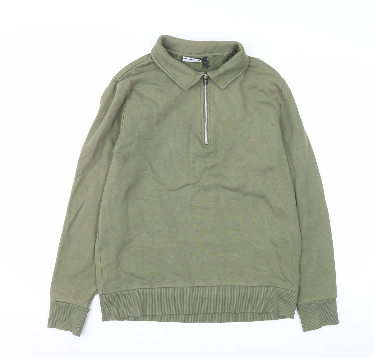 Mens UK Size M ASOS DESIGN Green 1/4 Zip Sweatshirt