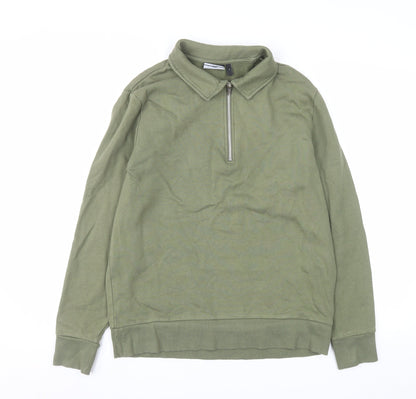 Mens UK Size M ASOS DESIGN Green 1/4 Zip Sweatshirt