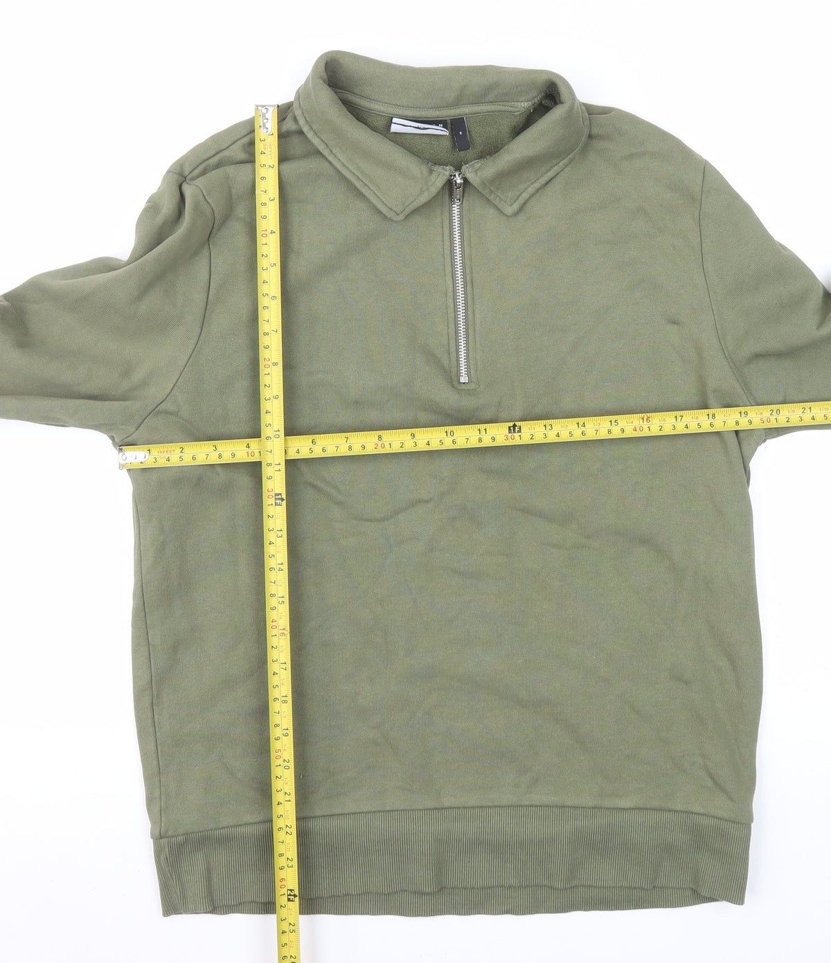 Mens UK Size M ASOS DESIGN Green 1/4 Zip Sweatshirt
