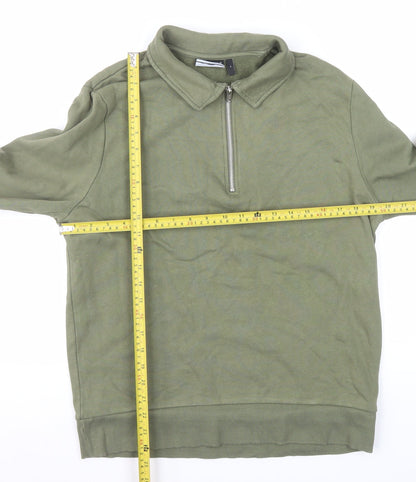 Mens UK Size M ASOS DESIGN Green 1/4 Zip Sweatshirt
