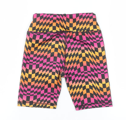 Dunnes Stores Girls Black Multi Biker Shorts 7-8 Years Polyester Stretch