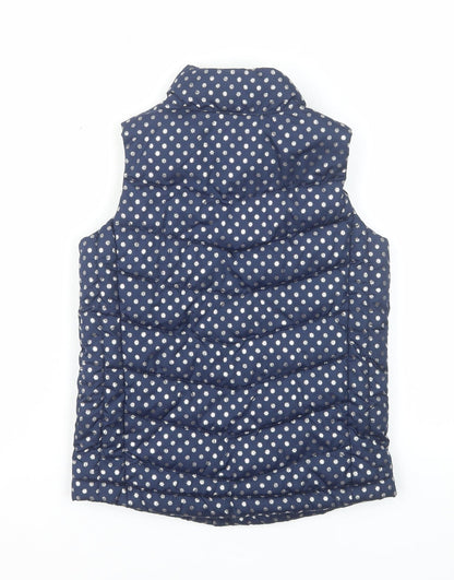 Gap Kids Girls Blue Floral Puffer Gilet Waistcoat 6-7 Years