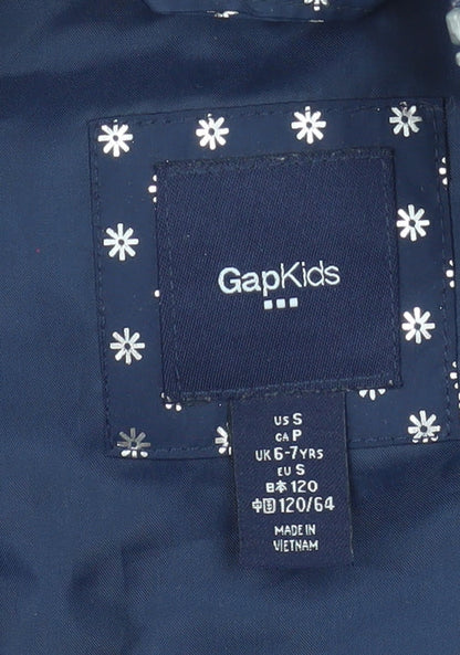 Gap Kids Girls Blue Floral Puffer Gilet Waistcoat 6-7 Years