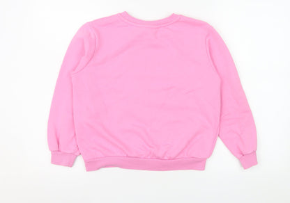 H&M Girls Pink Unicorn Sequin Pullover Sweatshirt 9-10 Years
