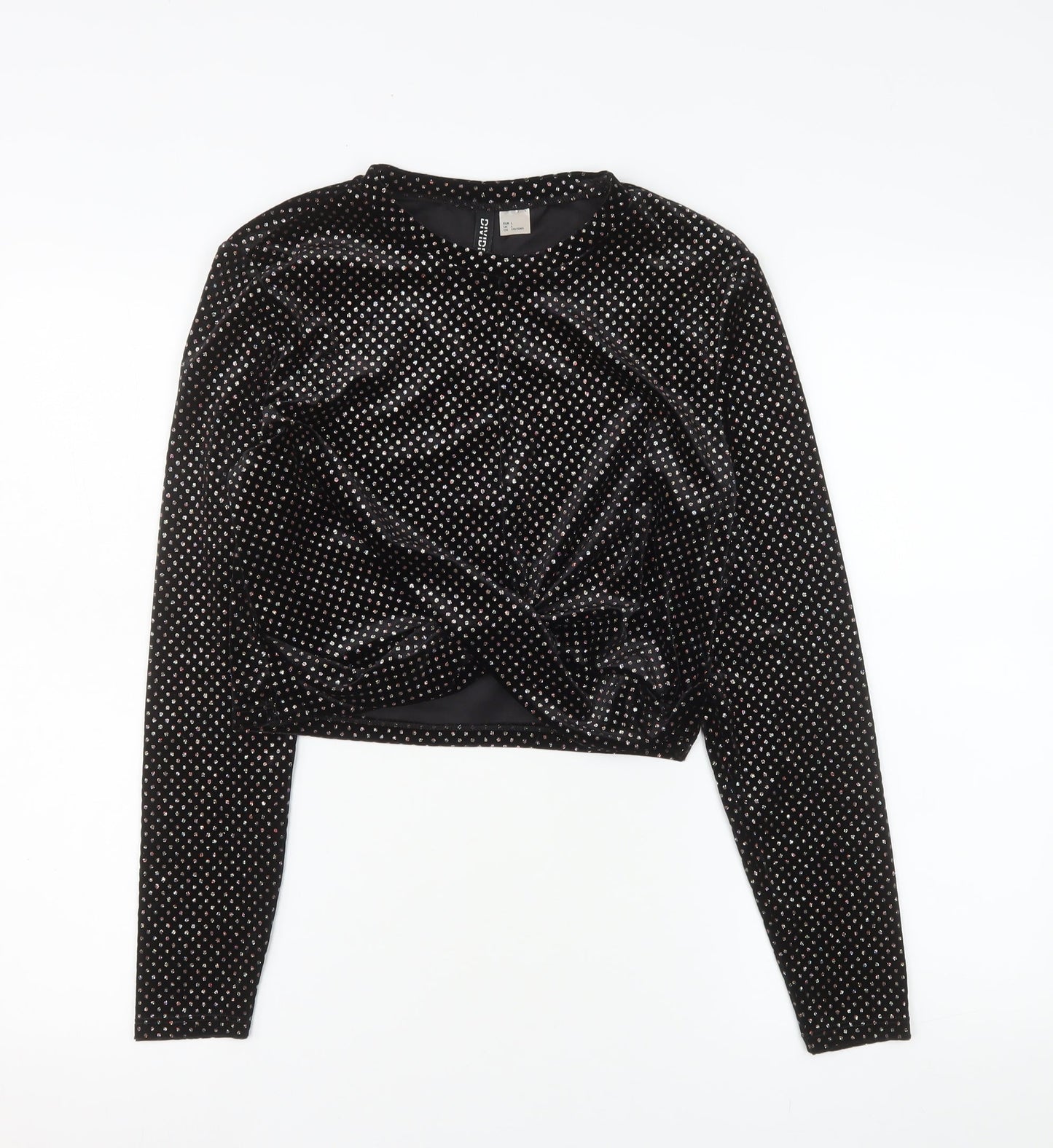 Womens UK Size L H&M Divided Black Cropped Blouse