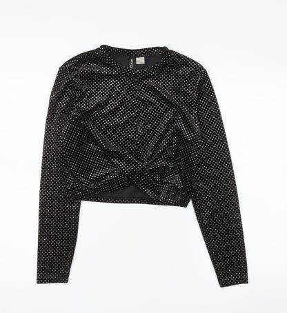 Womens UK Size L H&M Divided Black Cropped Blouse