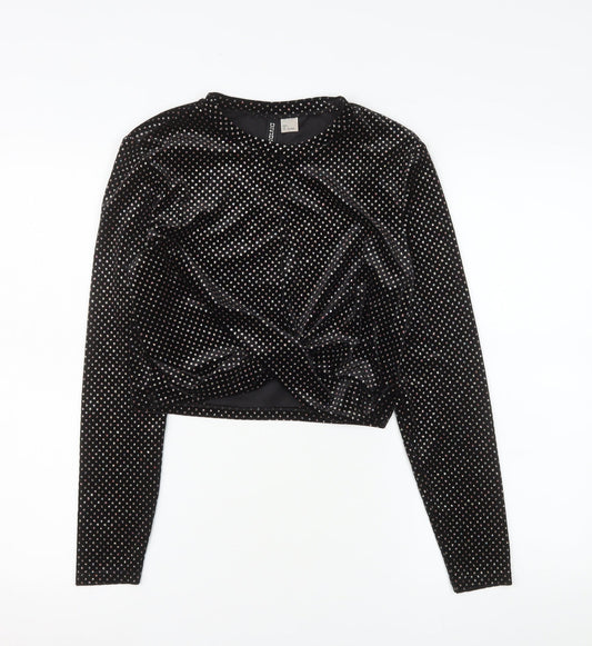 Womens UK Size L H&M Divided Black Cropped Blouse