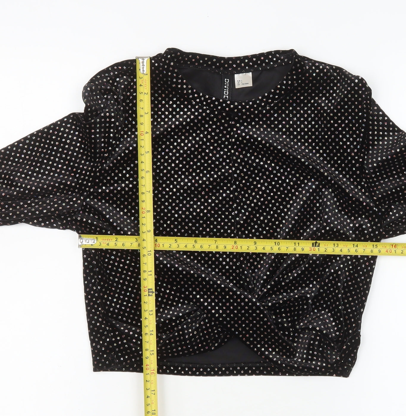 Womens UK Size L H&M Divided Black Cropped Blouse