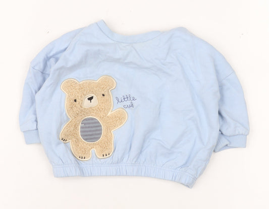 Next Baby Blue Bear Appliqué Pullover T-Shirt 3-6 Months