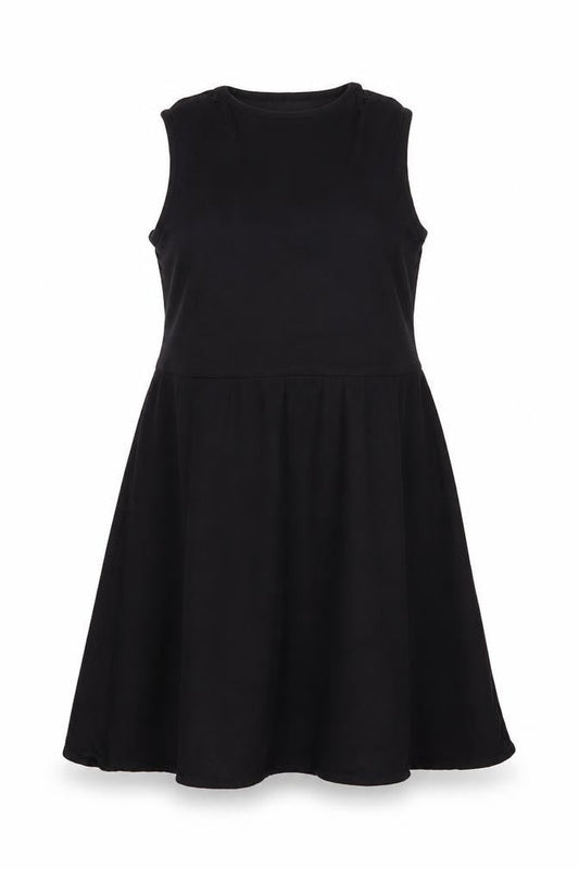 Front view of Gallery women’s black, size UK 14, sleeveless fit & flare dress
