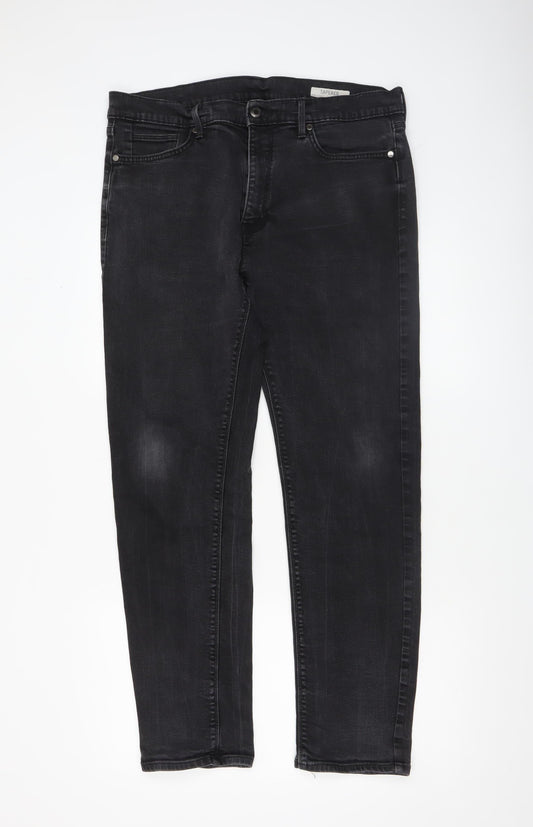 Mens UK Size L Marks and Spencer Regular Fit Tapered Black Jeans