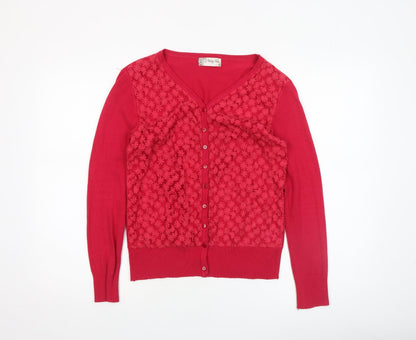 Womens UK Size S Voulez Vous Red Cardigan Jumper