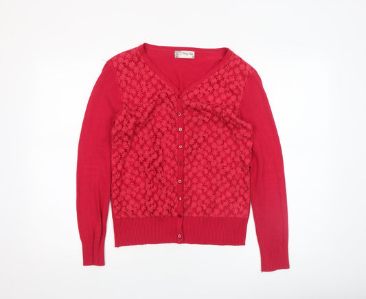 Womens UK Size S Voulez Vous Red Cardigan Jumper