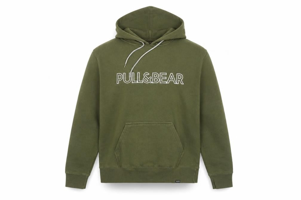 Mens UK Size S Pull&Bear Green Pullover Hoodie