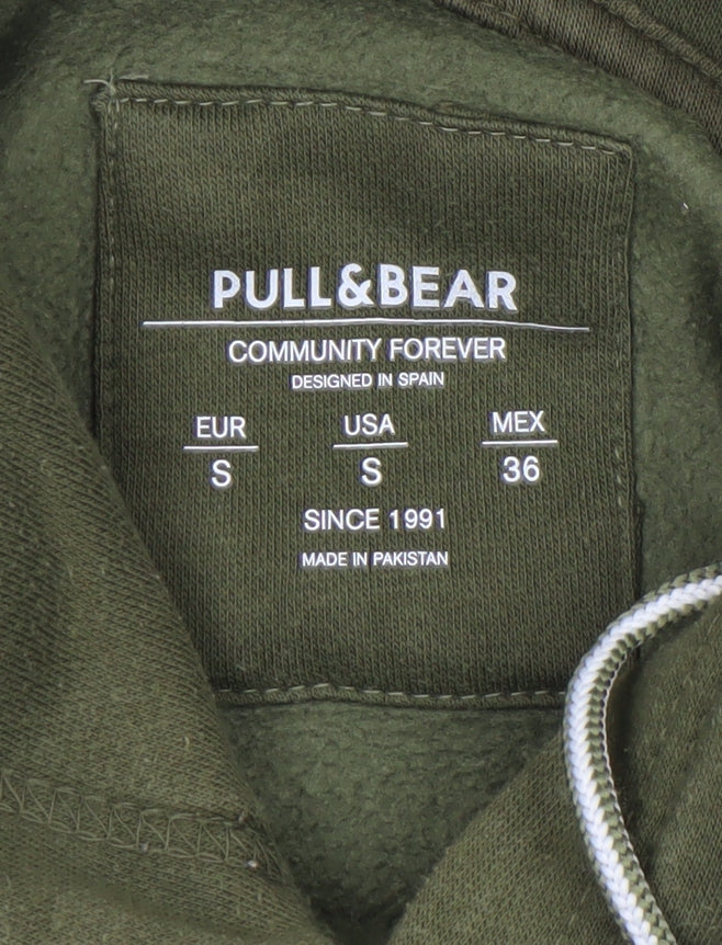 Mens UK Size S Pull&Bear Green Pullover Hoodie