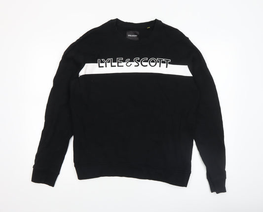 Mens UK Size M Lyle & Scott Black Pullover Sweatshirt