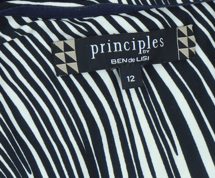 Principles by Ben de Lisi Womens Blue Maxi Dress Size 12 V-Neck Floral Zebra Print
