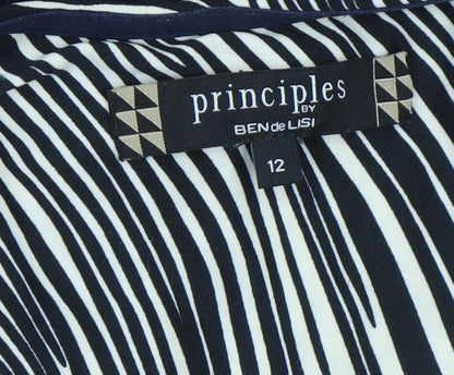 Principles by Ben de Lisi Womens Blue Maxi Dress Size 12 V-Neck Floral Zebra Print