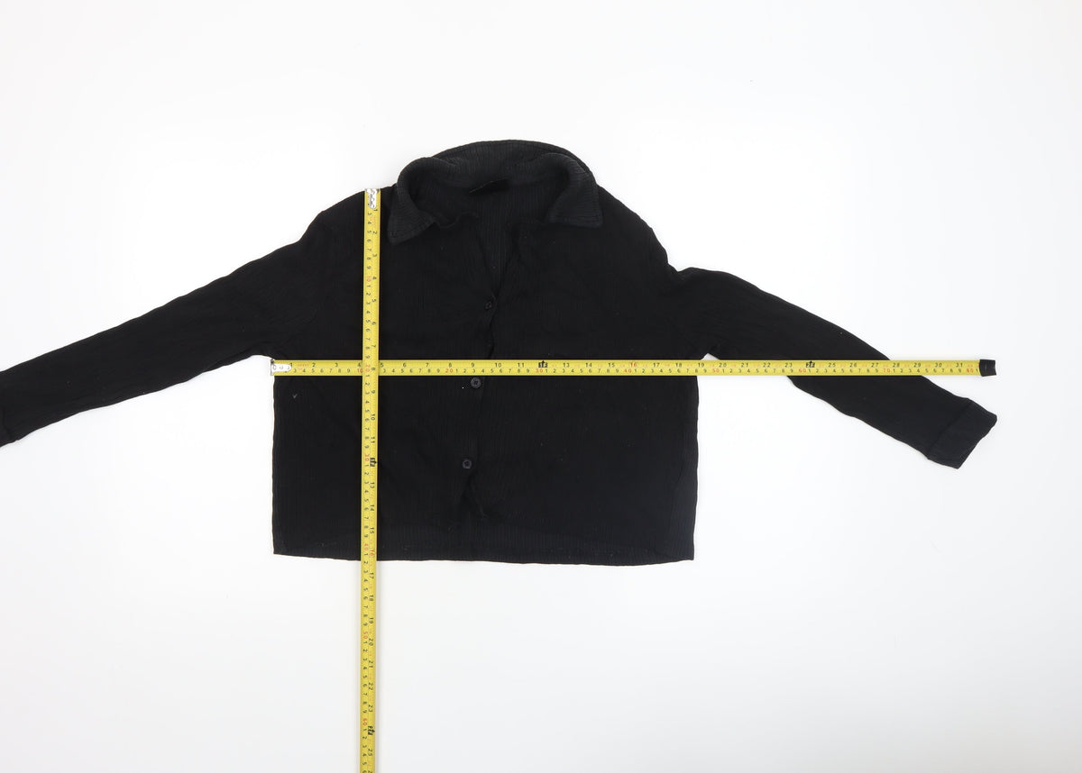 Womens UK Size 14 Firetrap Black Cropped Button-Up