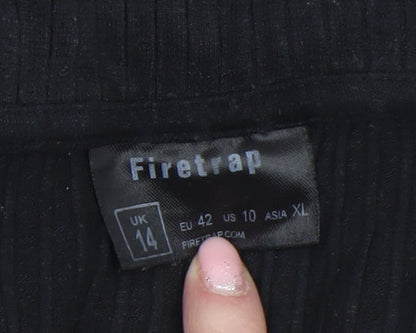 Womens UK Size 14 Firetrap Black Cropped Button-Up