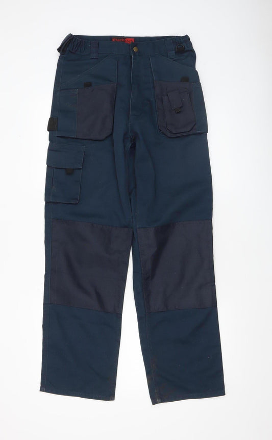 Mens UK Size 30 Blackrock Regular Fit Cargo Blue Trousers