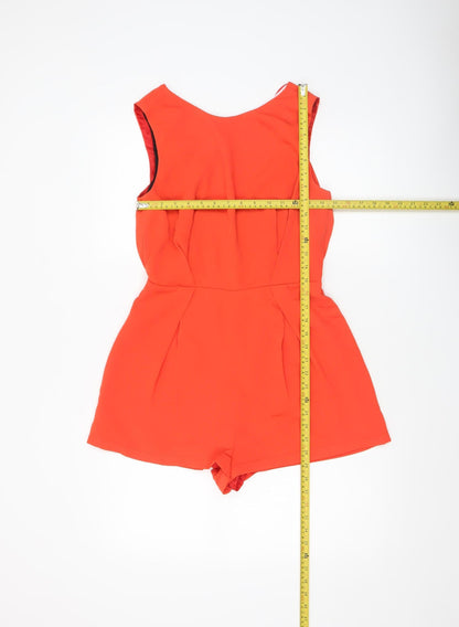 Womens UK Size 10 Topshop One-Piece Red Playsuit