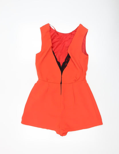 Womens UK Size 10 Topshop One-Piece Red Playsuit