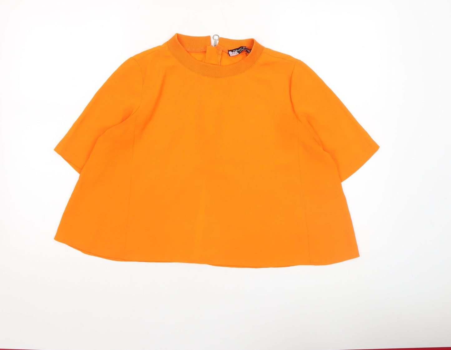 Womens UK Size M Silver Silke Orange Cropped Blouse