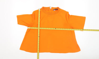 Womens UK Size M Silver Silke Orange Cropped Blouse