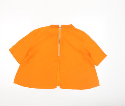 Womens UK Size M Silver Silke Orange Cropped Blouse