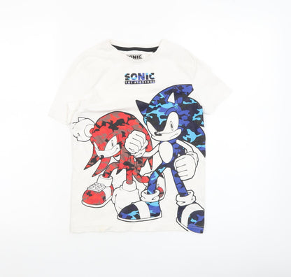 Boys UK Size 7-8 Years Sonic the Hedgehog White Basic T-Shirt