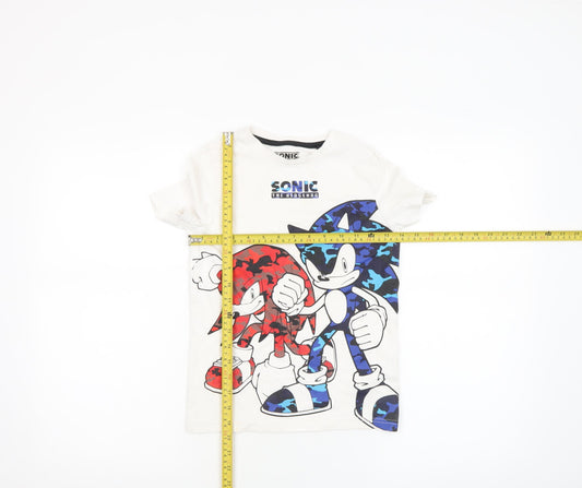 Boys UK Size 7-8 Years Sonic the Hedgehog White Basic T-Shirt